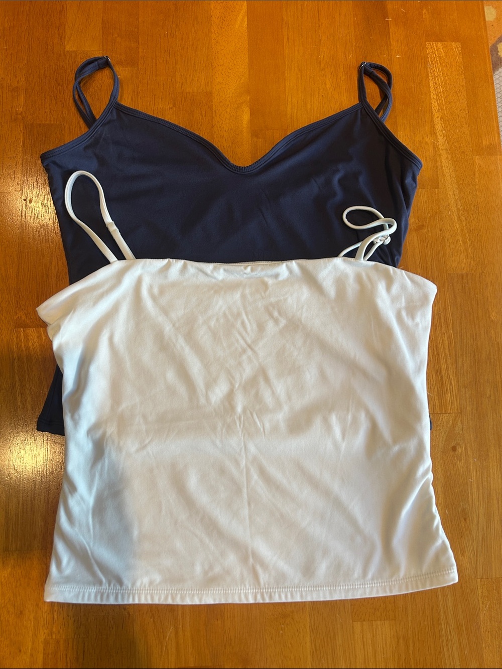Navy & White Spaghetti Strap Camisole Duo